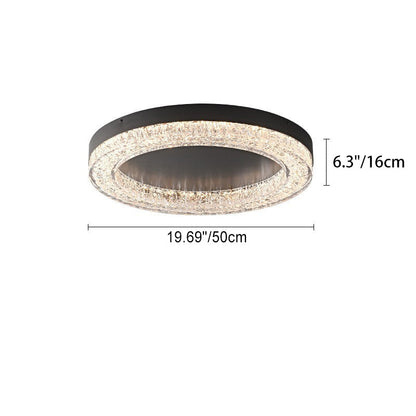 Modern Luxury Round Ice Cracks Hardware Resin LED Flush Mount Ceiling Light For Living Room