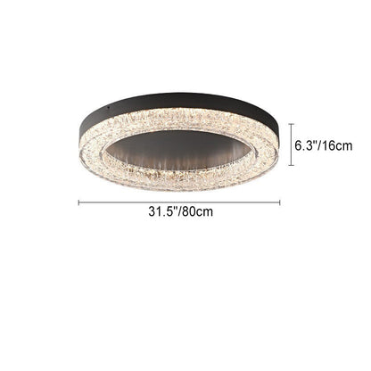 Modern Luxury Round Ice Cracks Hardware Resin LED Flush Mount Ceiling Light For Living Room