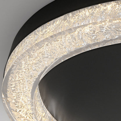 Modern Luxury Round Ice Cracks Hardware Resin LED Flush Mount Ceiling Light For Living Room
