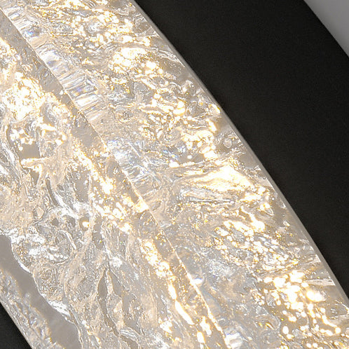 Modern Luxury Round Ice Cracks Hardware Resin LED Flush Mount Ceiling Light For Living Room