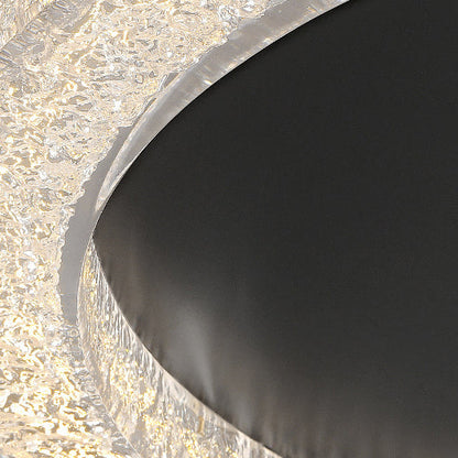 Modern Luxury Round Ice Cracks Hardware Resin LED Flush Mount Ceiling Light For Living Room