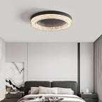 Modern Luxury Round Ice Cracks Hardware Resin LED Flush Mount Ceiling Light For Living Room