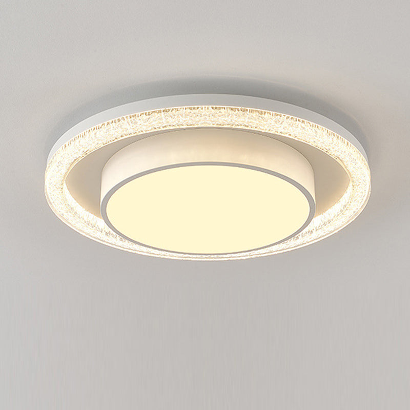 Modern Luxury Double Round Square Rectangular Iron Acrylic LED Flush Mount Ceiling Light for Living Room