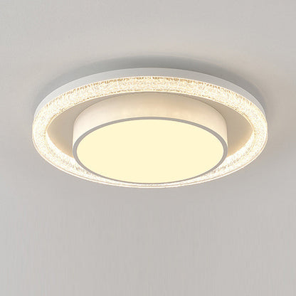 Modern Luxury Double Round Square Rectangular Iron Acrylic LED Flush Mount Ceiling Light for Living Room