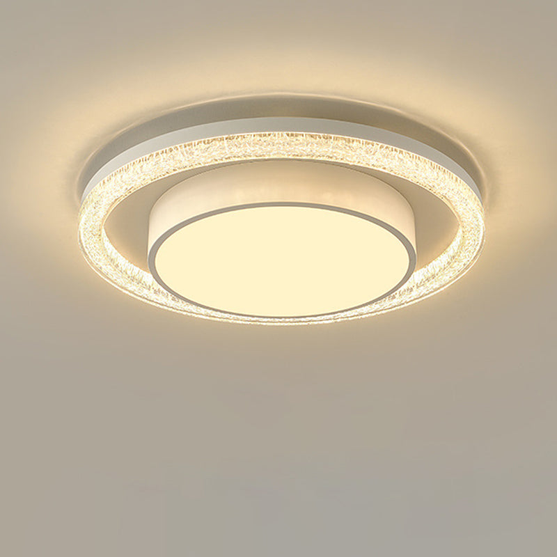 Modern Luxury Double Round Square Rectangular Iron Acrylic LED Flush Mount Ceiling Light for Living Room