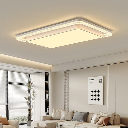Modern Luxury Double Round Square Rectangular Iron Acrylic LED Flush Mount Ceiling Light for Living Room