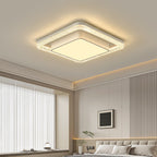 Modern Luxury Double Round Square Rectangular Iron Acrylic LED Flush Mount Ceiling Light for Living Room