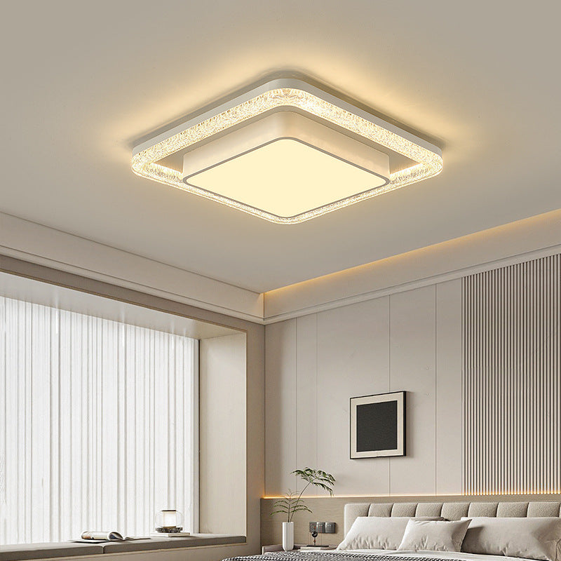 Modern Luxury Double Round Square Rectangular Iron Acrylic LED Flush Mount Ceiling Light for Living Room