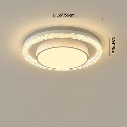 Modern Luxury Double Round Square Rectangular Iron Acrylic LED Flush Mount Ceiling Light for Living Room
