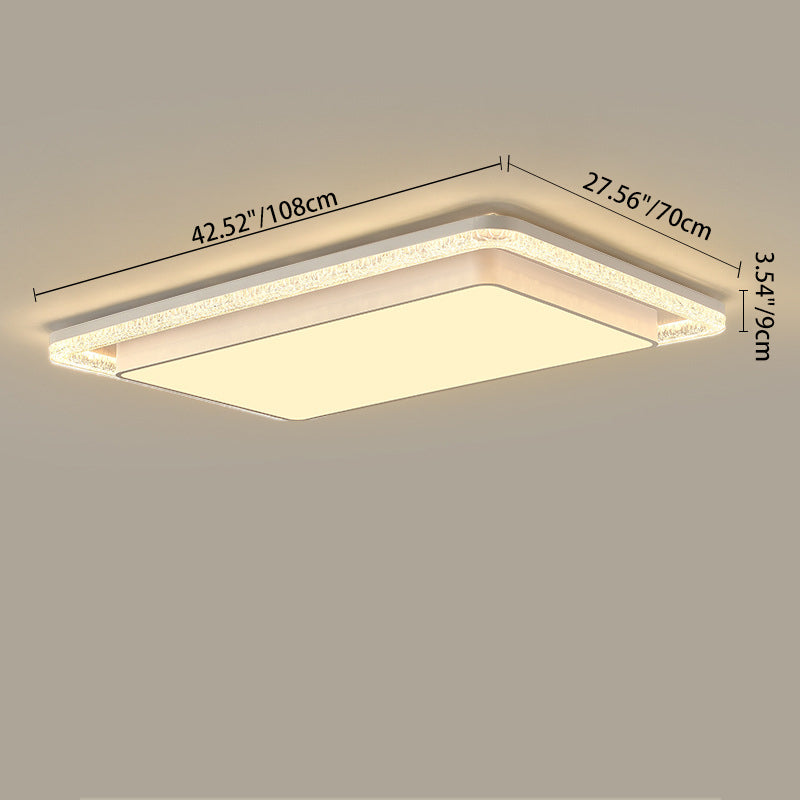 Modern Luxury Double Round Square Rectangular Iron Acrylic LED Flush Mount Ceiling Light for Living Room