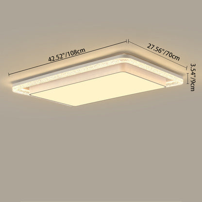 Modern Luxury Double Round Square Rectangular Iron Acrylic LED Flush Mount Ceiling Light for Living Room