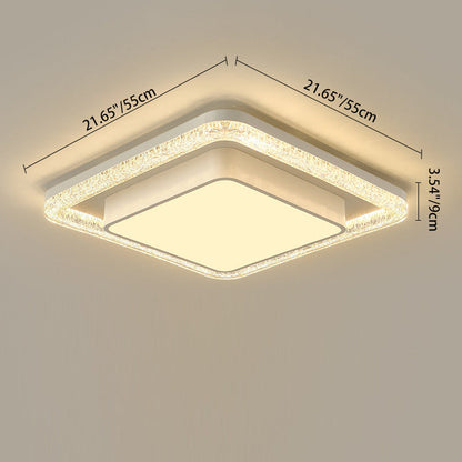 Modern Luxury Double Round Square Rectangular Iron Acrylic LED Flush Mount Ceiling Light for Living Room