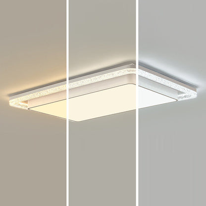 Modern Luxury Double Round Square Rectangular Iron Acrylic LED Flush Mount Ceiling Light for Living Room