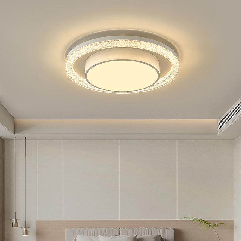 Modern Luxury Double Round Square Rectangular Iron Acrylic LED Flush Mount Ceiling Light for Living Room