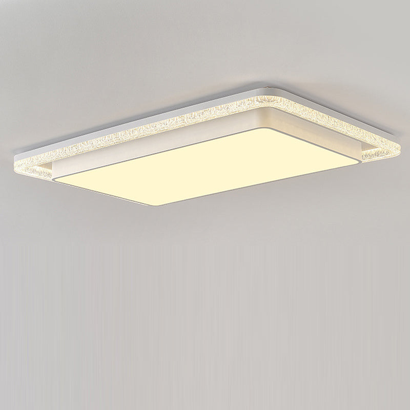 Modern Luxury Double Round Square Rectangular Iron Acrylic LED Flush Mount Ceiling Light for Living Room