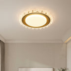 Modern Luxury Round Cream Wave Iron Acrylic LED Flush Mount Ceiling Light For Living Room