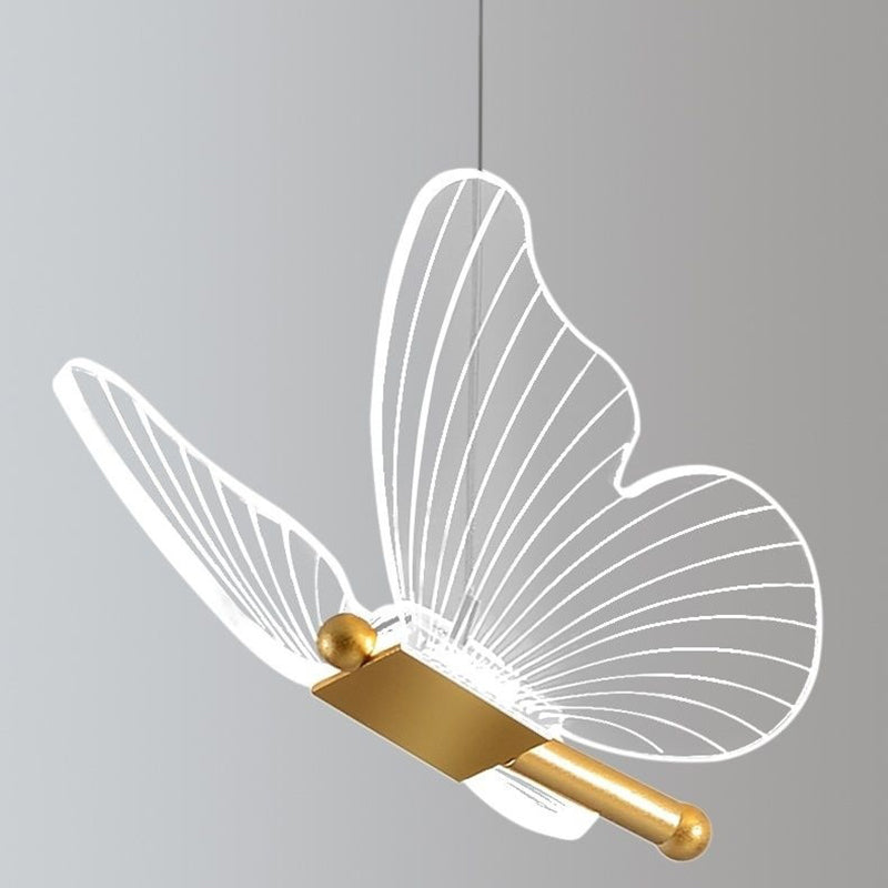 Modern Luxury Butterfly Iron Acrylic LED Pendant Light For Living Room
