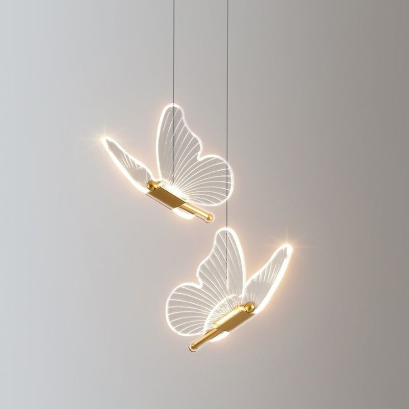 Modern Luxury Butterfly Iron Acrylic LED Pendant Light For Living Room