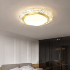 Modern Luxury Round Acrylic Aluminum Crystal LED Flush Mount Ceiling Light For Living Room