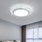 Modern Luxury Round Acrylic Aluminum Crystal LED Flush Mount Ceiling Light For Living Room