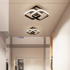 Contemporary Creative Double Square Round Iron Acrylic LED Semi-Flush Mount Ceiling Light For Bedroom