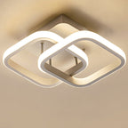 Contemporary Creative Double Square Round Iron Acrylic LED Semi-Flush Mount Ceiling Light For Bedroom