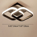 Contemporary Creative Double Square Round Iron Acrylic LED Semi-Flush Mount Ceiling Light For Bedroom
