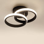 Contemporary Creative Double Square Round Iron Acrylic LED Semi-Flush Mount Ceiling Light For Bedroom