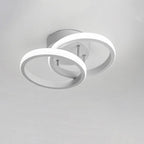 Contemporary Creative Double Square Round Iron Acrylic LED Semi-Flush Mount Ceiling Light For Bedroom