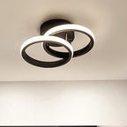 Contemporary Creative Double Square Round Iron Acrylic LED Semi-Flush Mount Ceiling Light For Bedroom