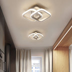 Contemporary Creative Double Square Round Iron Acrylic LED Semi-Flush Mount Ceiling Light For Bedroom