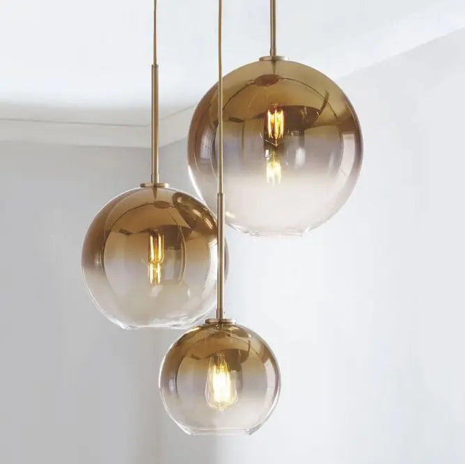Modern Luxury Gradient Glass Globe Shade 1-light Pendant Light for Dining Room Lumendat