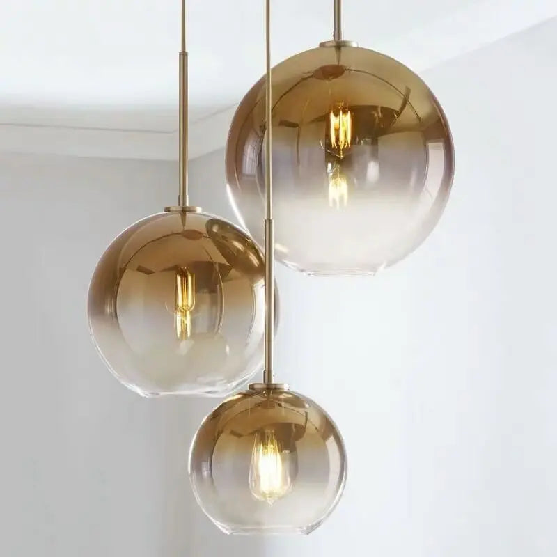 Modern Luxury Gradient Glass Globe Shade 1-light Pendant Light for Dining Room Lumendat