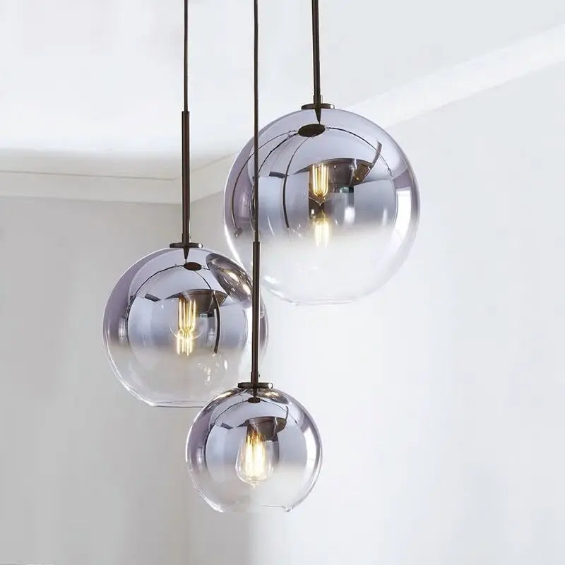 Modern Luxury Gradient Glass Globe Shade 1-light Pendant Light for Dining Room Lumendat