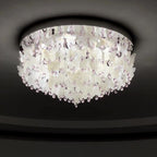Contemporary Creative Stainless Steel Crystal Butterfly Shape Shell Wind Chime LED Flush Mount Ceiling Light For Bedroom