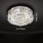Contemporary Creative Stainless Steel Crystal Butterfly Shape Shell Wind Chime LED Flush Mount Ceiling Light For Bedroom