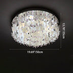 Contemporary Creative Stainless Steel Crystal Butterfly Shape Shell Wind Chime LED Flush Mount Ceiling Light For Bedroom