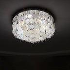 Contemporary Creative Stainless Steel Crystal Butterfly Shape Shell Wind Chime LED Flush Mount Ceiling Light For Bedroom