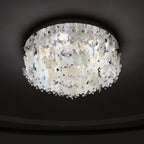 Contemporary Creative Stainless Steel Crystal Butterfly Shape Shell Wind Chime LED Flush Mount Ceiling Light For Bedroom