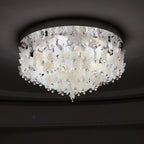 Contemporary Creative Stainless Steel Crystal Butterfly Shape Shell Wind Chime LED Flush Mount Ceiling Light For Bedroom