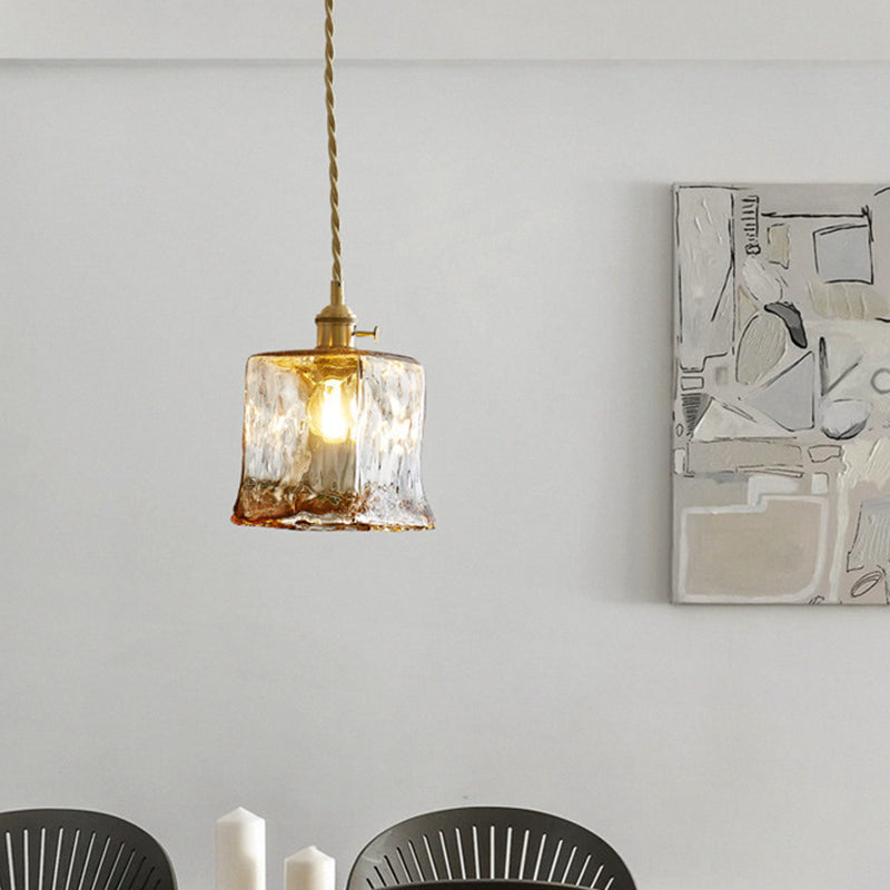 Contemporary Nordic Geometric Jar Glass 1-Light Pendant Light For Living Room