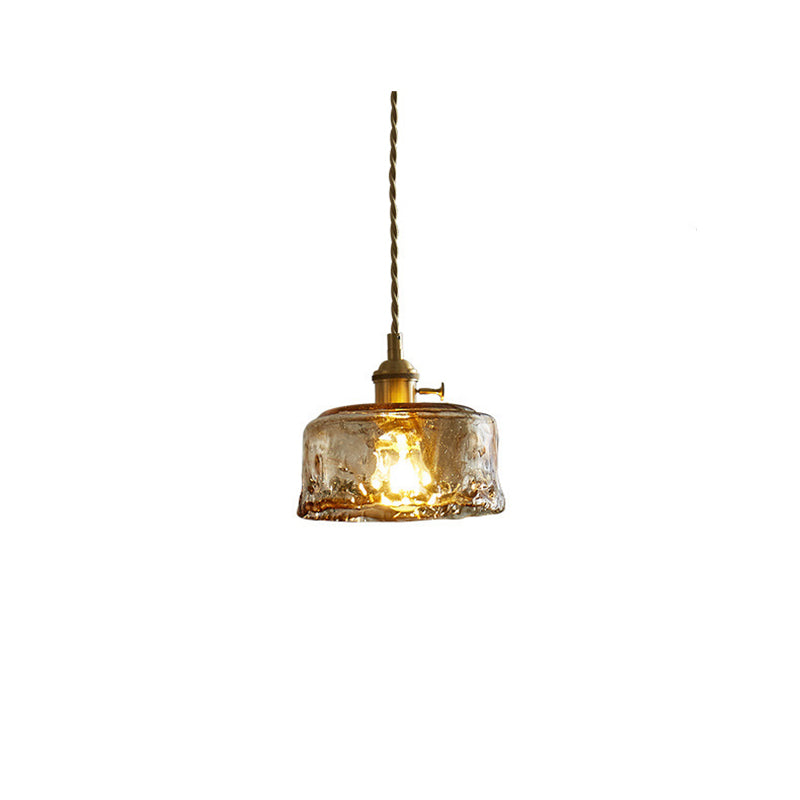 Contemporary Nordic Geometric Jar Glass 1-Light Pendant Light For Living Room