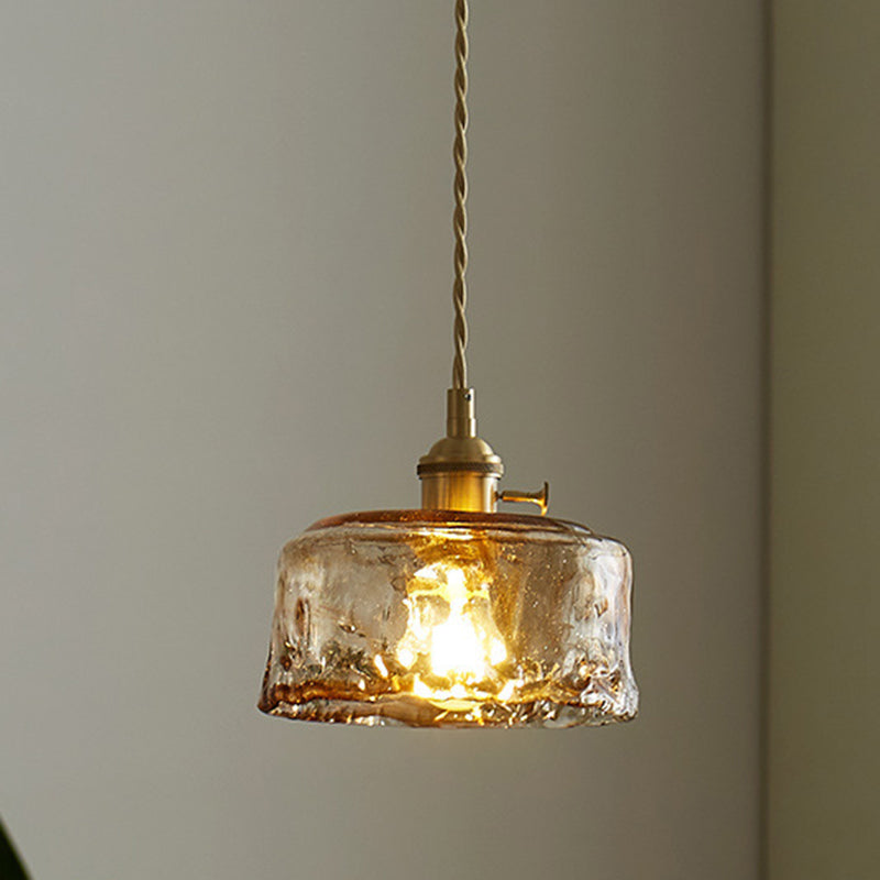 Contemporary Nordic Geometric Jar Glass 1-Light Pendant Light For Living Room