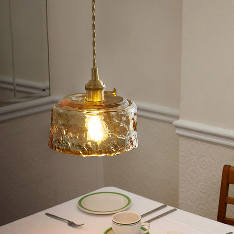 Contemporary Nordic Geometric Jar Glass 1-Light Pendant Light For Living Room