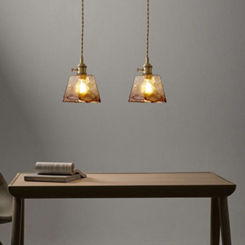 Contemporary Nordic Geometric Jar Glass 1-Light Pendant Light For Living Room