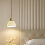 Contemporary Nordic Rose Pattern Ceramic Shade Brass 1-Light Pendant Light For Living Room