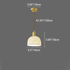 Contemporary Nordic Rose Pattern Ceramic Shade Brass 1-Light Pendant Light For Living Room