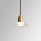 Modern Luxury Cone Shape Glass Brass LED Pendant Light For Living Room