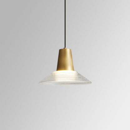 Modern Luxury Cone Shape Glass Brass LED Pendant Light For Living Room