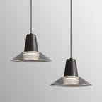 Modern Luxury Cone Shape Glass Brass LED Pendant Light For Living Room